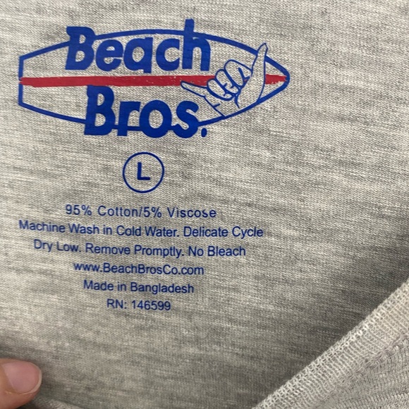 Beach Bros Long Sleeve Gray Tee SZ L - Picture 3 of 4